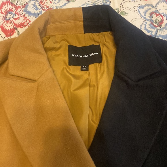 NWOT! Who What Wear black and camel coat size Medium - Picture 2 of 6